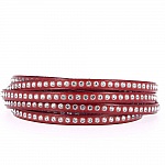 Couro vermelho 06 mm strass Swarovski por 20 cm