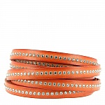 Couro laranja com strass Swarovski de 10 mm por 20 cm