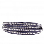 Couro Cobalto Escuro 06 mm Strass Swarovski por 20 cm
