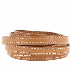 Couro natural de bezerro plano 10 mm por 20 cm cosido 2 fios branco