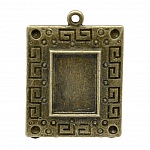 1 suporte rectangular para cabochão N°01 Bronze