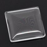 Cabochão Quadrado 25 x 25 mm em vidro transparente rebarbado N°28