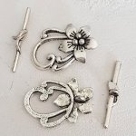 5 fechos de báscula Padrões de flores Prata romântica