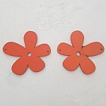 Flor Pendente ou conector em madeira 57 mm Laranja