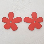 Flor Pendente ou conector em madeira 57 mm Vermelho