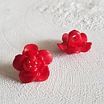 Botões de fantasia para crianças e bebés Desenho de flores N°03-03 Vermelho