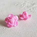 Botões de fantasia para crianças e bebés Desenho de flores N°03-06 Rosa