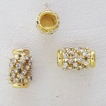 Pérola dourada e strass N°01