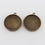 Porta-cabochões de bronze de 10 x 25 mm, pingentes de cabochão 43AB 