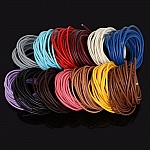 1 metro Cordão de couro liso redondo Azul 3 mm