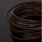 1 metro Cordão redondo de couro liso Castanho escuro 3 mm