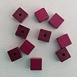 10 Contas de madeira Cubo / Quadrado 10 mm Bordeaux