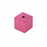 10 contas de madeira cubo / quadrado 10 mm cor-de-rosa brilhante
