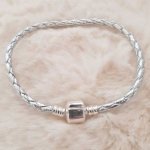 Pulseira de clipe europeu Plain 01 DE 15 A 23 CM Prata