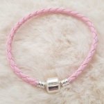 Pulseira europeia de clipe entrançado simples 02 DE 15 A 23 CM cor-de-rosa