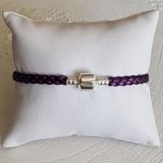 Pulseira europeia de clipe entrançado simples 03 DE 15 A 23 CM Ameixa