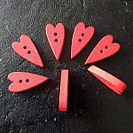 Botão coração de madeira vermelho N°02-06