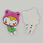 Botão de madeira menina rosa N°01-01