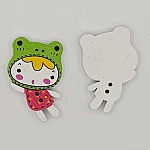 Botão de madeira menina vermelha N°01-02