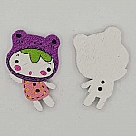 Botão de madeira menina malva N°01-03