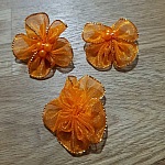 Conjunto de 3 flores coloridas Tecidos de organza laranja