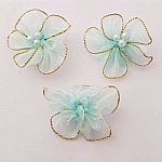 Conjunto de 3 flores coloridas Tecidos de organza Sky