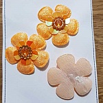 Conjunto de 3 flores 5 pétalas Tecidos cor-de-laranja