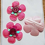 Conjunto de 3 flores 5 pétalas Tecidos Fushia