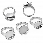 1 anel porta-cabochão 14 mm Prata N°07