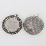 2 suportes de cabochão de prata de 30 mm, pingentes de cabochão 51AS