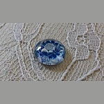 cabochão de vidro redondo 12mm flor azul 034 