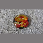 cabochão de vidro redondo 25mm flor 01-004 