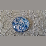 cabochão de vidro redondo 25mm flor 014 