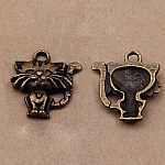 Conjunto de 5 amuletos de gato em metal bronze - Pingente de gato n.º 01 
