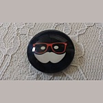 cabochão de vidro redondo 25mm bigode 044 