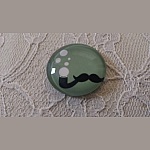 cabochão de vidro redondo 25mm bigode 035 