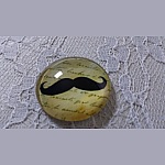 cabochão de vidro redondo 25mm bigode 020 