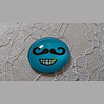 cabochão de vidro redondo 25mm bigode 019 
