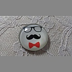 cabochão de vidro redondo 25mm bigode 014 