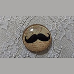 cabochão de vidro redondo 25mm bigode 005 