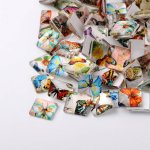 10 cabochões de vidro quadrados 25 mm sortidos Borboletas N001-25 