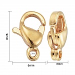1 Fecho de aço inoxidável Fecho de lagosta banhado a ouro 24K 9 x 6 mm ouro