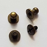 Bouton de col à visser 8 mm Vieux Laiton en Zamak Plaqué Argent a vis