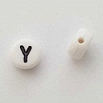 Perle Ronde Lettre Y Blanc Noir 7mm