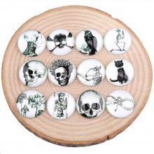 Conjunto de 20 cabochões de vidro redondos de 25 mm Grou Halloween