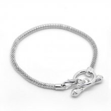 Pulseira Europeia com Alavanca 22cm Prata