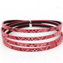 Couro 05 mm Fushia pele de cobra design 1 metro