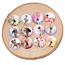 Lote 20 Cabochões de vidro redondos 25mm Florista Borboleta Cabochão de vidro misto