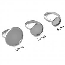 1 anel porta-cabochão 16 mm prata n°04