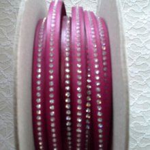 Couro DD-Fuxia 10 mm Strass Swarovski por 20 cm
